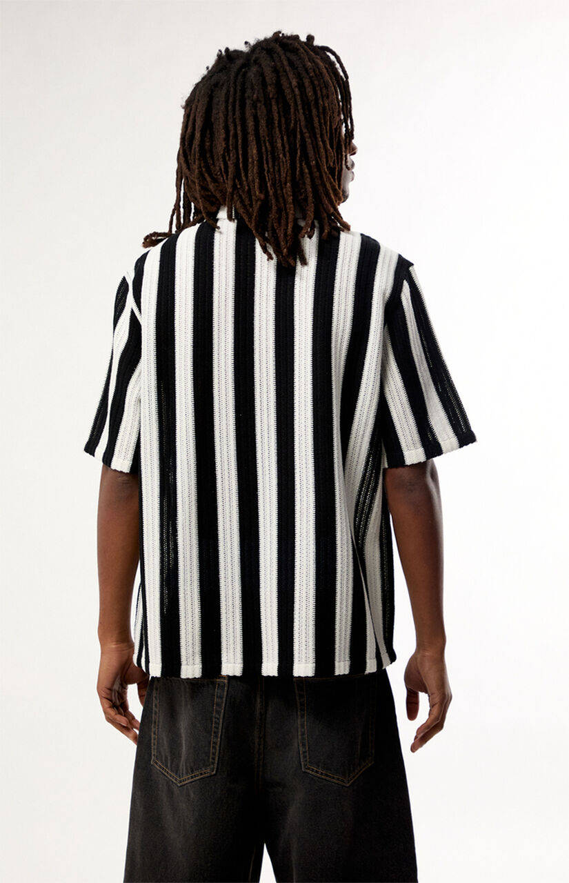 Black & White Reece Striped Textured Camp Shirt