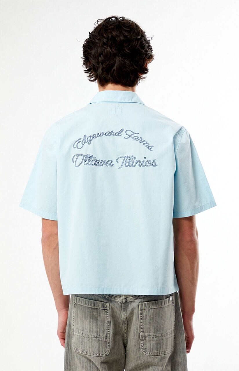 Farms Blue Woven Camp Shirt
