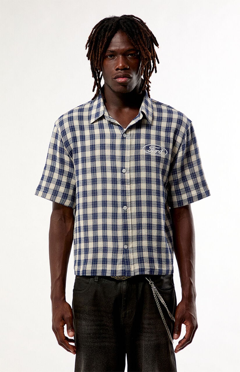 Blue Flannel Short Sleeve Work Shirt