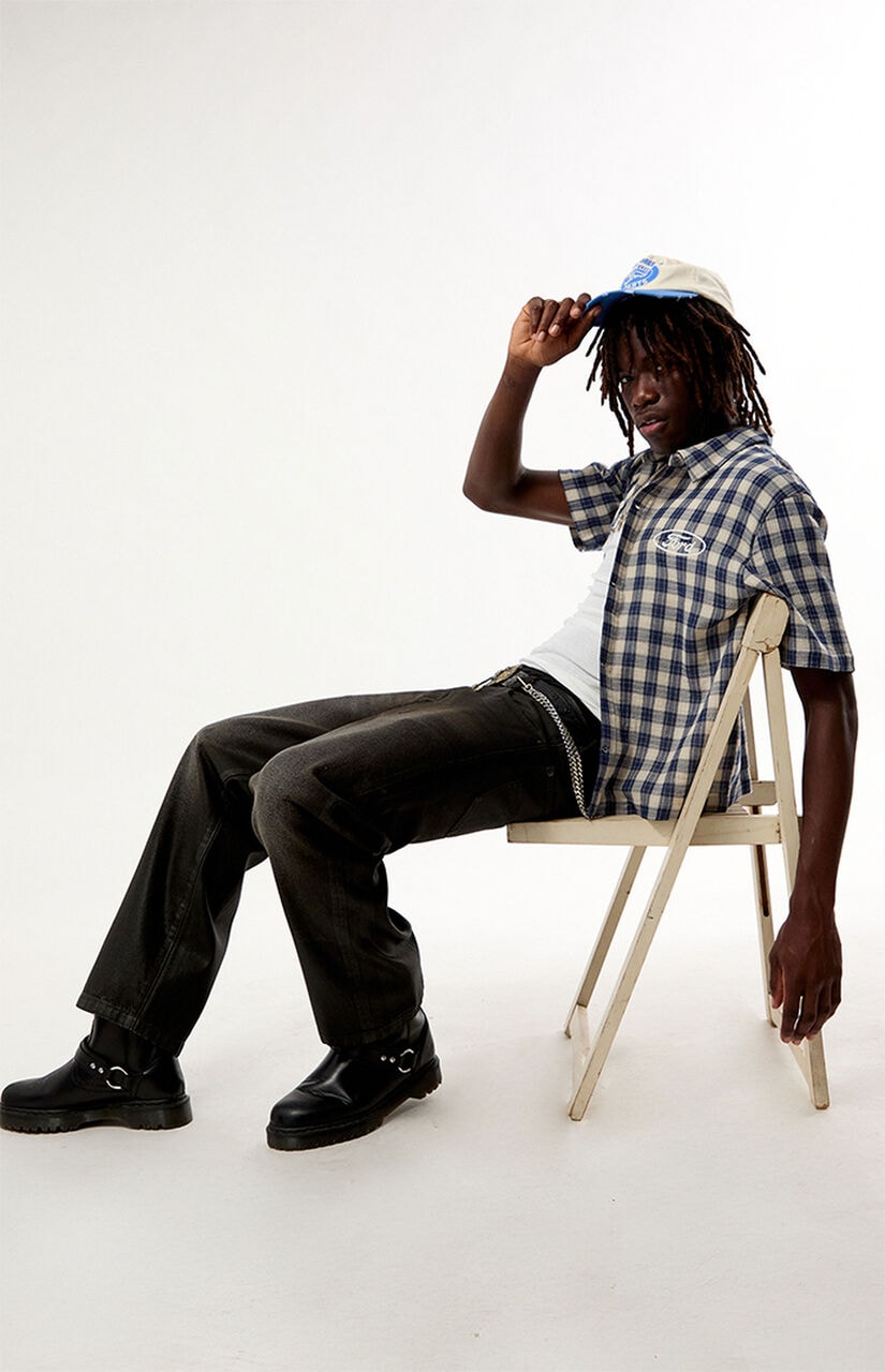 Blue Flannel Short Sleeve Work Shirt