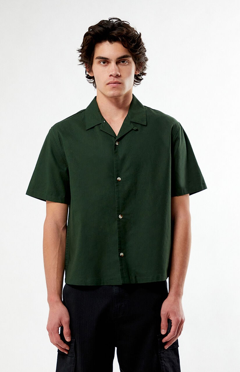Elai Green Linen Camp Shirt