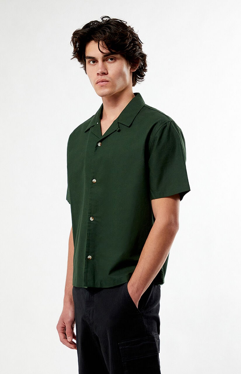 Elai Green Linen Camp Shirt