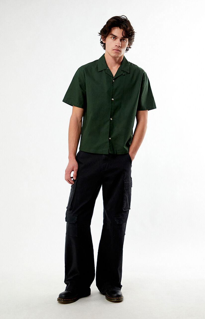 Elai Green Linen Camp Shirt