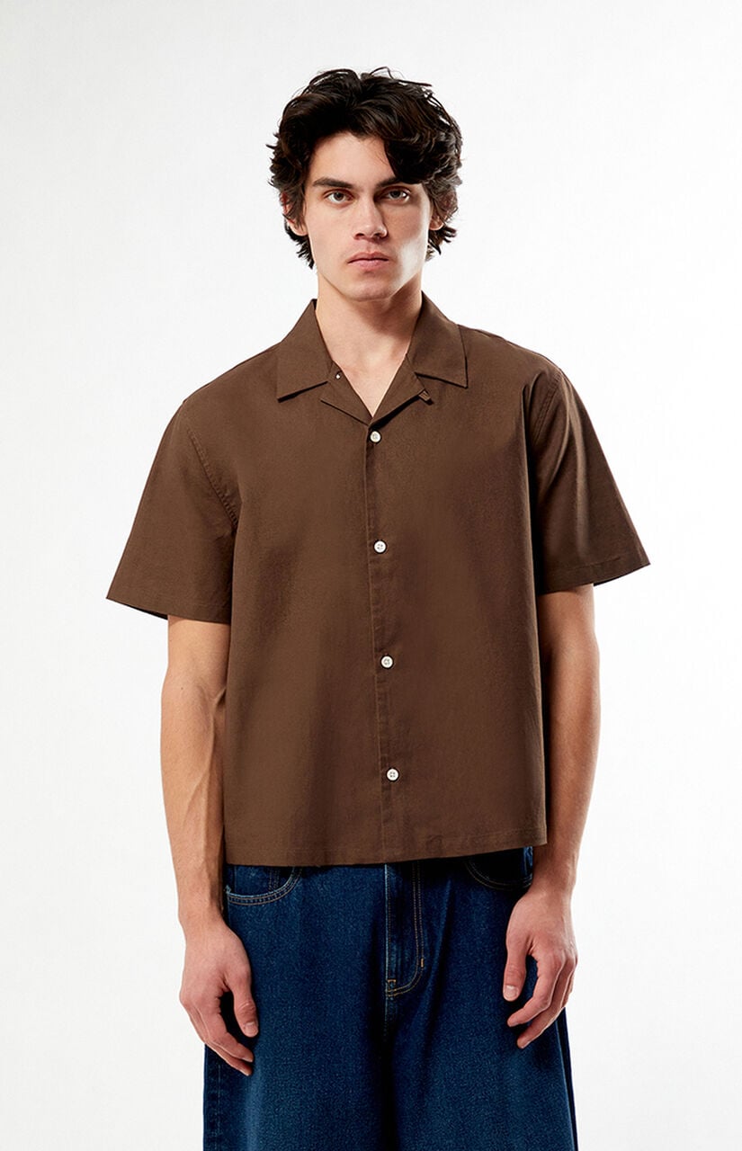 Elai Brown Linen Camp Shirt
