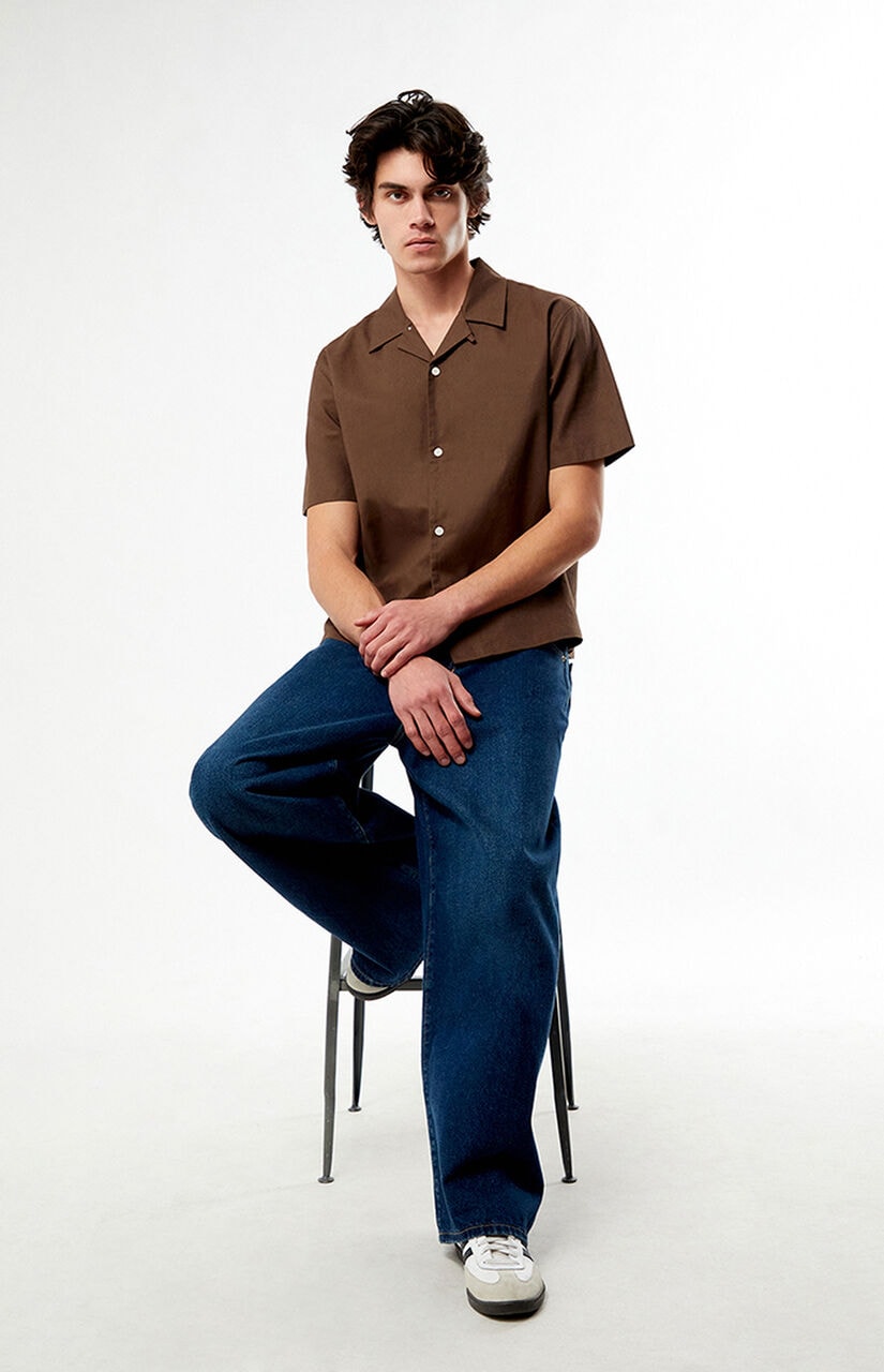 Elai Brown Linen Camp Shirt