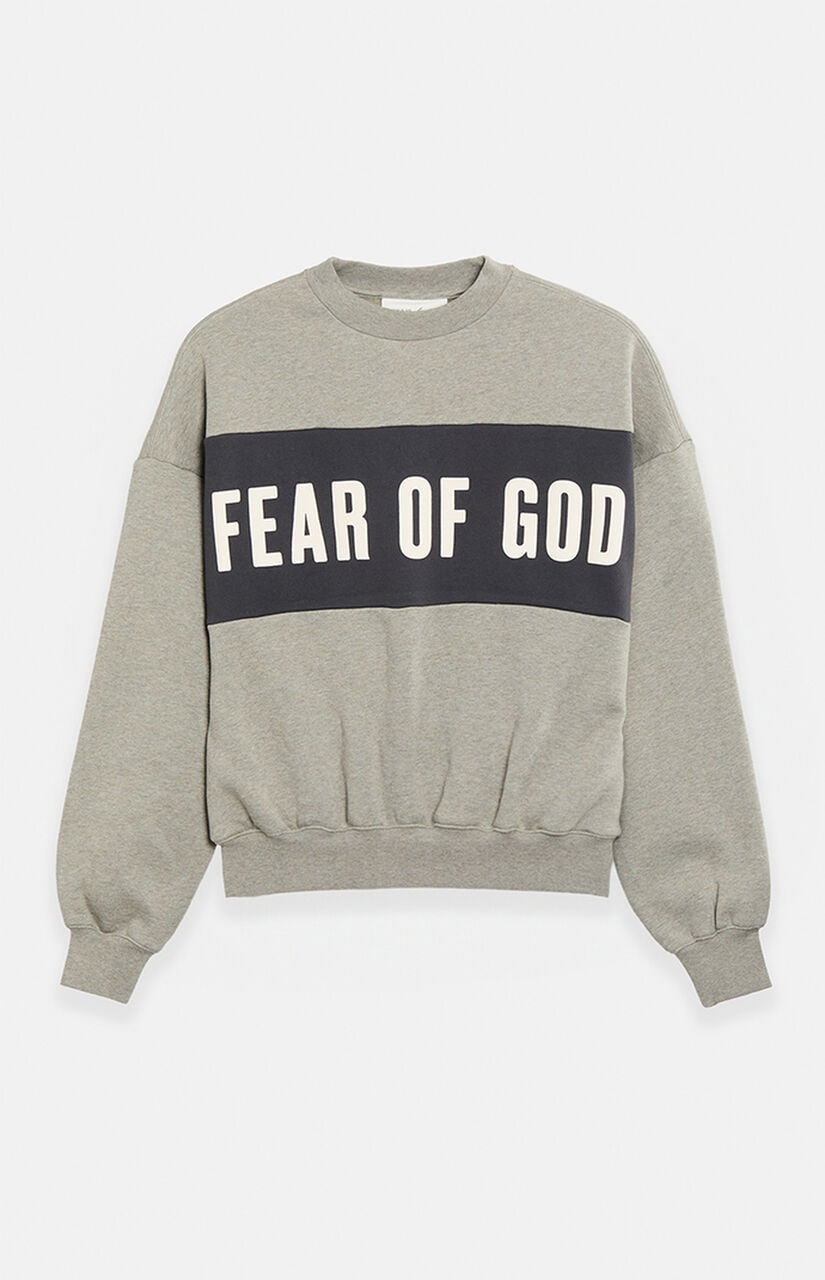 Seal Paneled Cropped Relaxed Crew Neck Sweatshirt