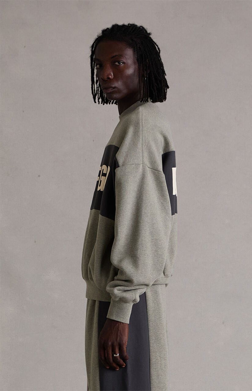 Seal Paneled Cropped Relaxed Crew Neck Sweatshirt