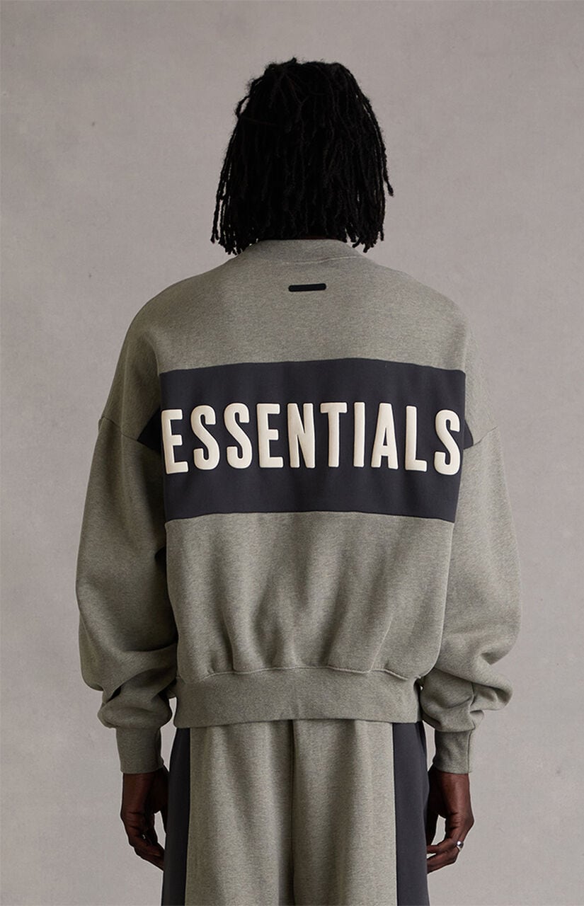 Seal Paneled Cropped Relaxed Crew Neck Sweatshirt
