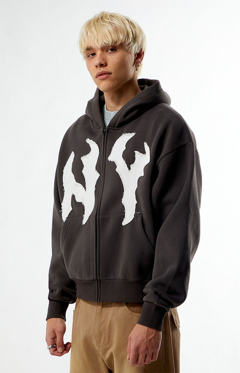 NY Raw Applique Full Zip Up Hoodie