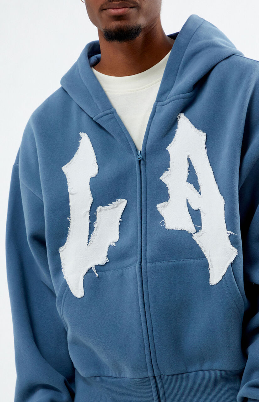 LA Raw Applique Full Zip Hoodie