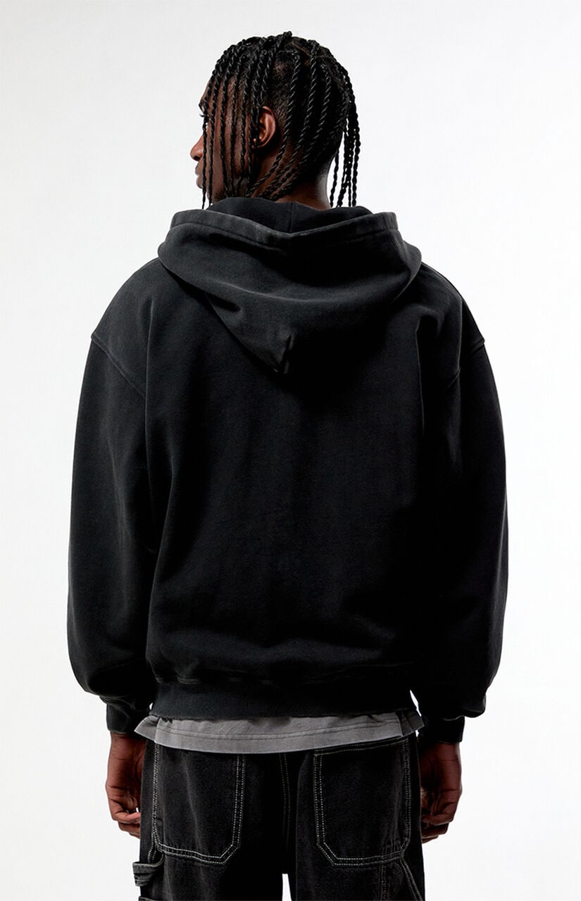 Washed Black Full Zip Hoodie