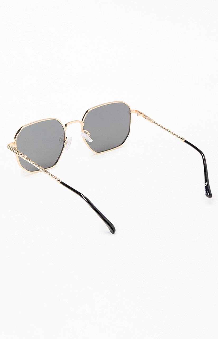 Gold Metal Rectangle Frame Sunglasses