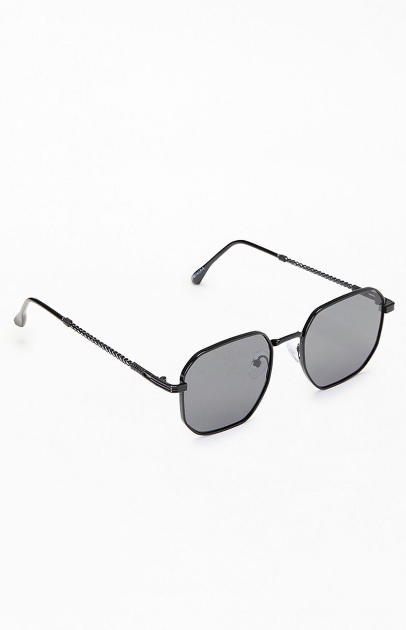 Black Metal Rectangle Frame Sunglasses