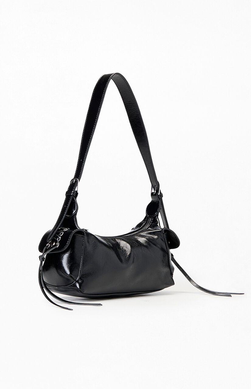 Faux Leather Noir Slouchy Bag