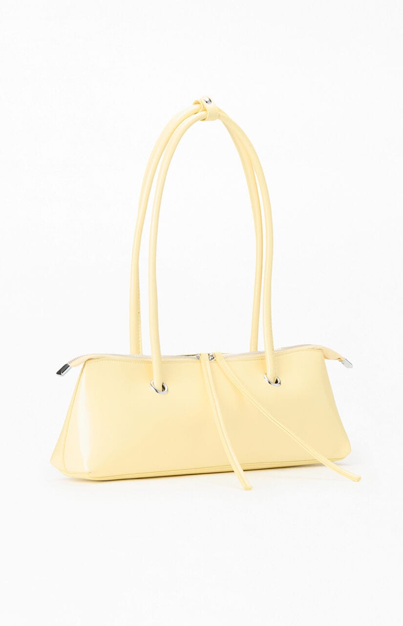 Yellow Faux Leather Slip Shoulder Bag