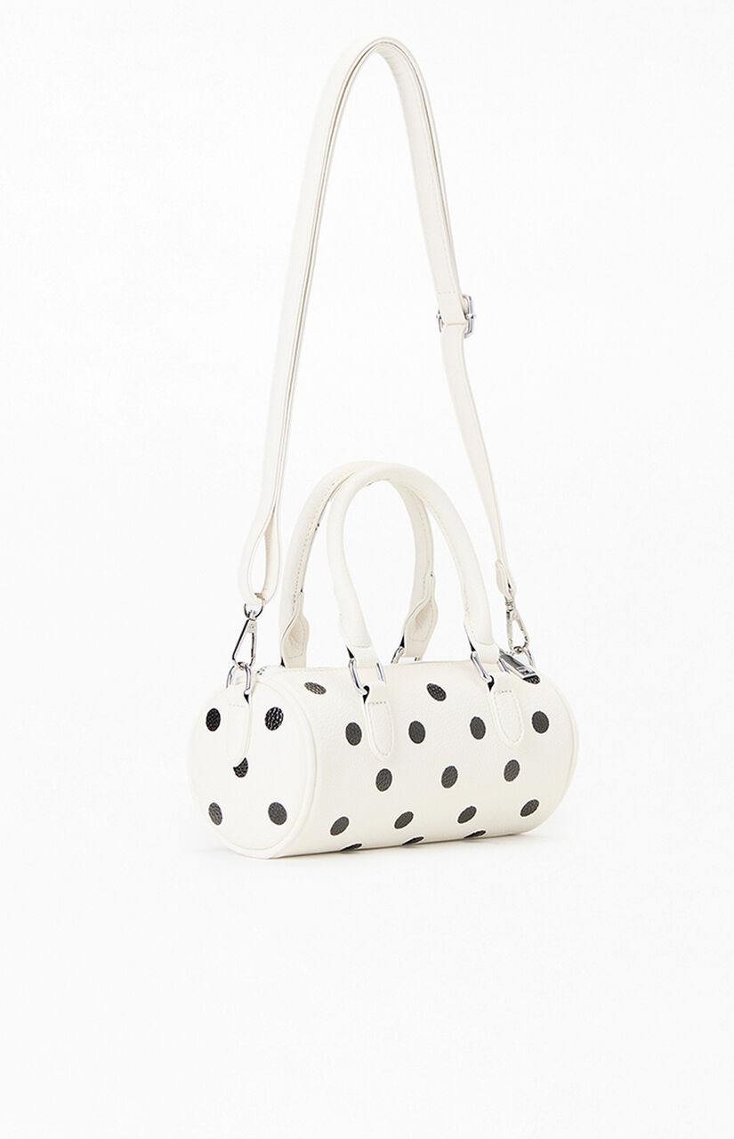 Polka Dot Faux Leather Mod Spot Barrel Bag