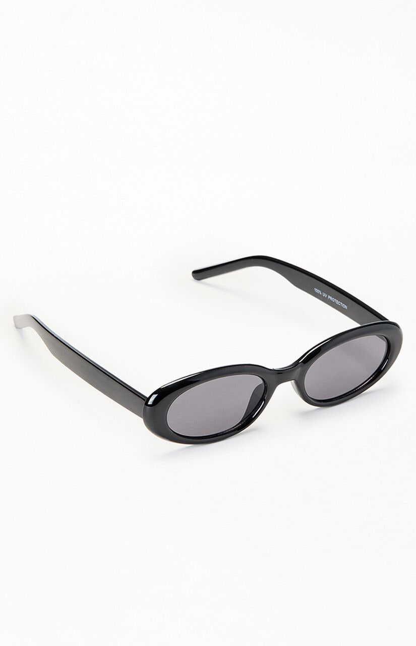 Zoe Black Oval Sunglasses