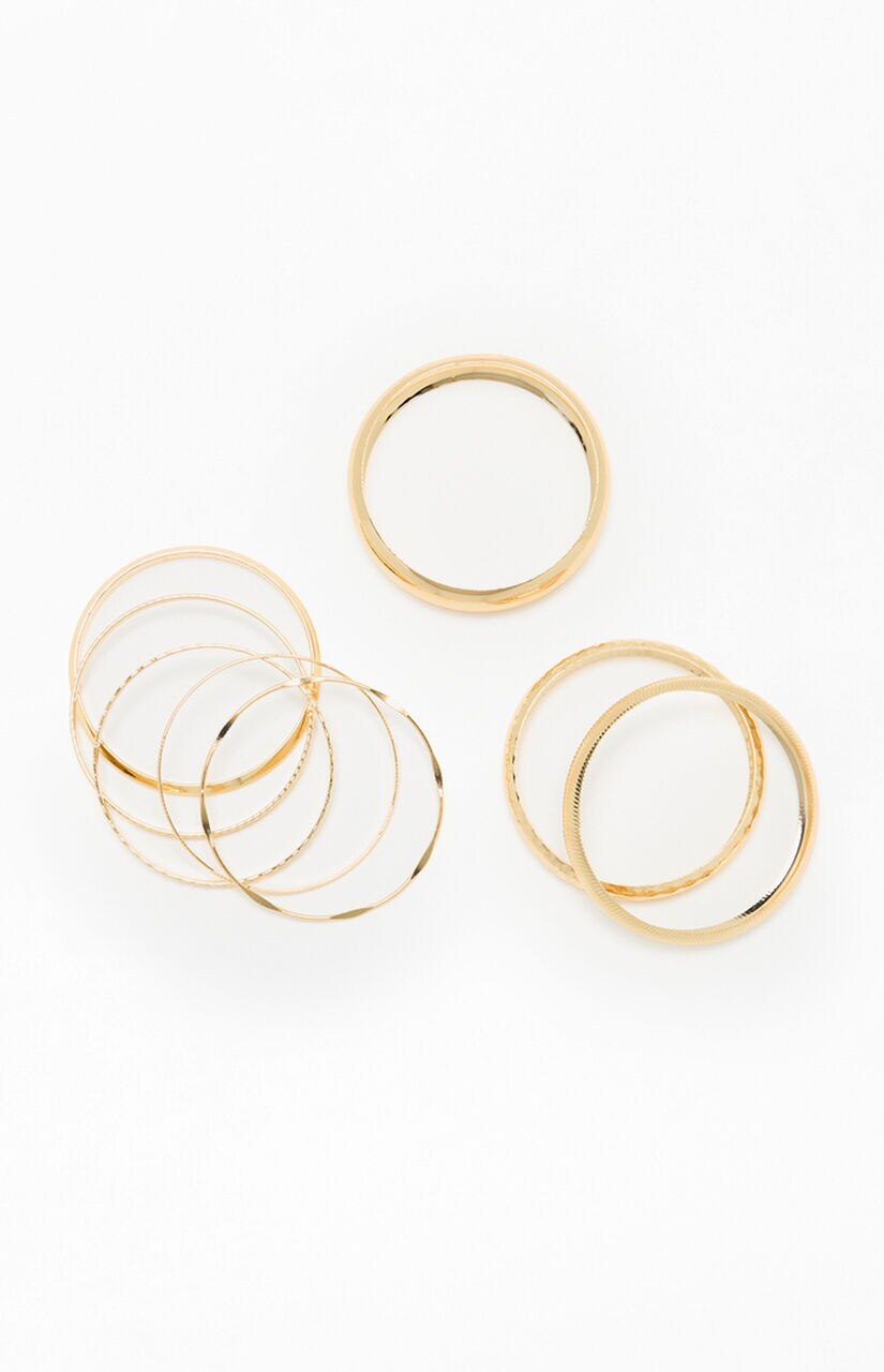 8 Pack Gold Mega Metal Stacked Bangles