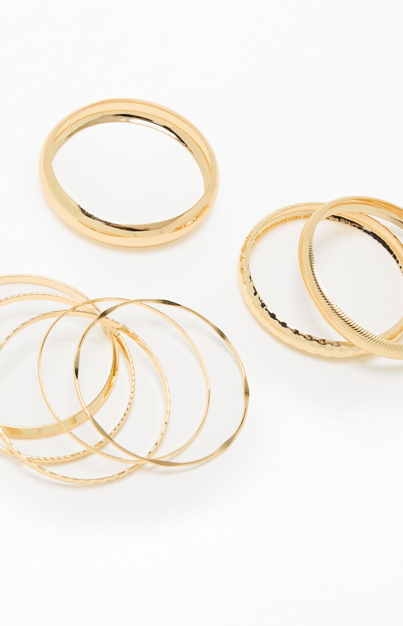 8 Pack Gold Mega Metal Stacked Bangles