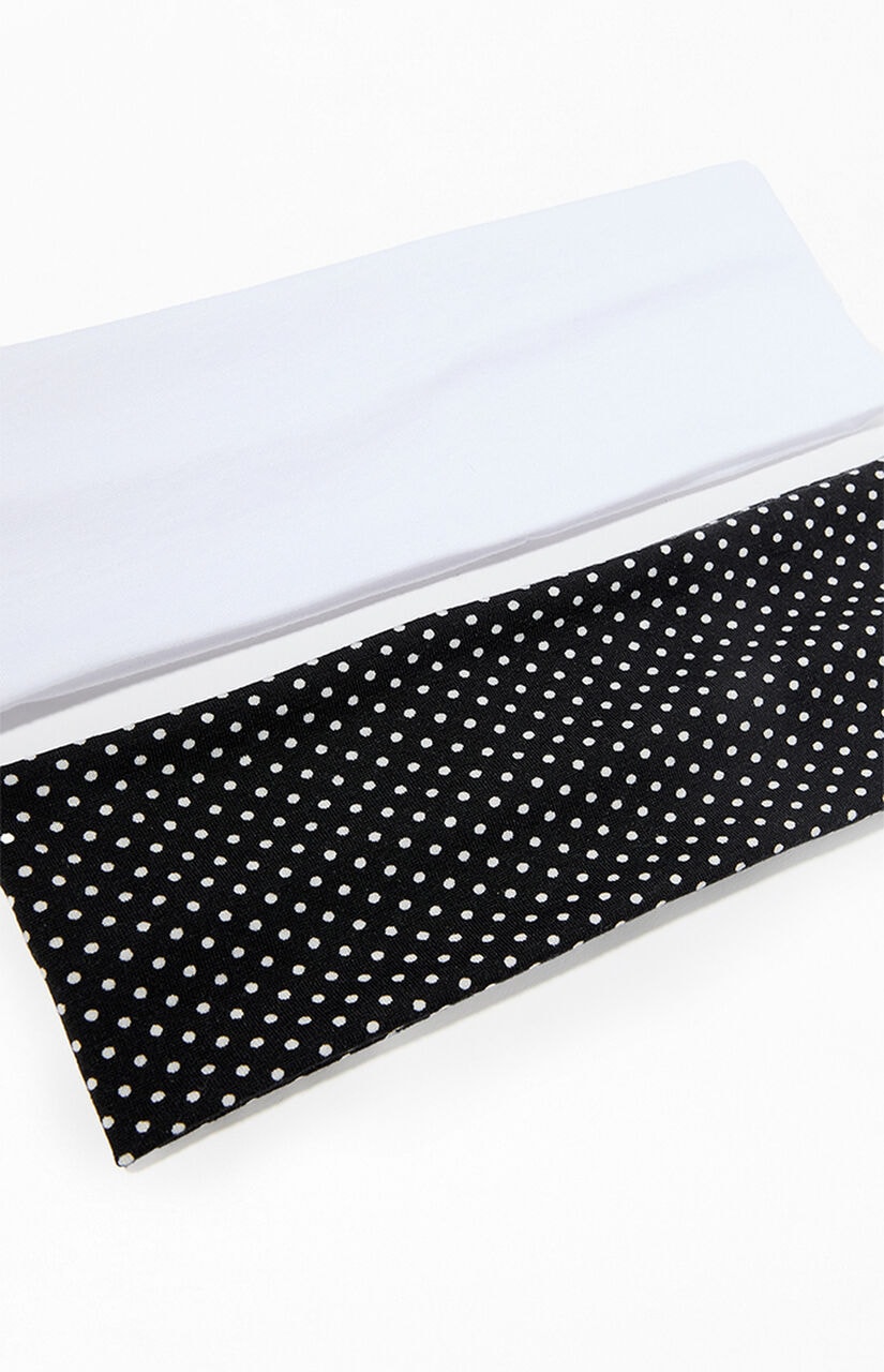 2 Pack Solid & Dots Soft Headbands