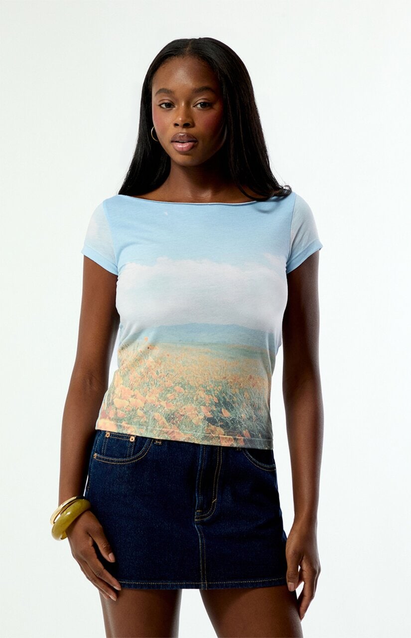 AOP Horizon Off-The-Shoulder T-Shirt