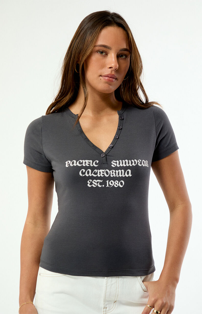 Pacific Sunwear Henley Short Sleeve T-Shirt