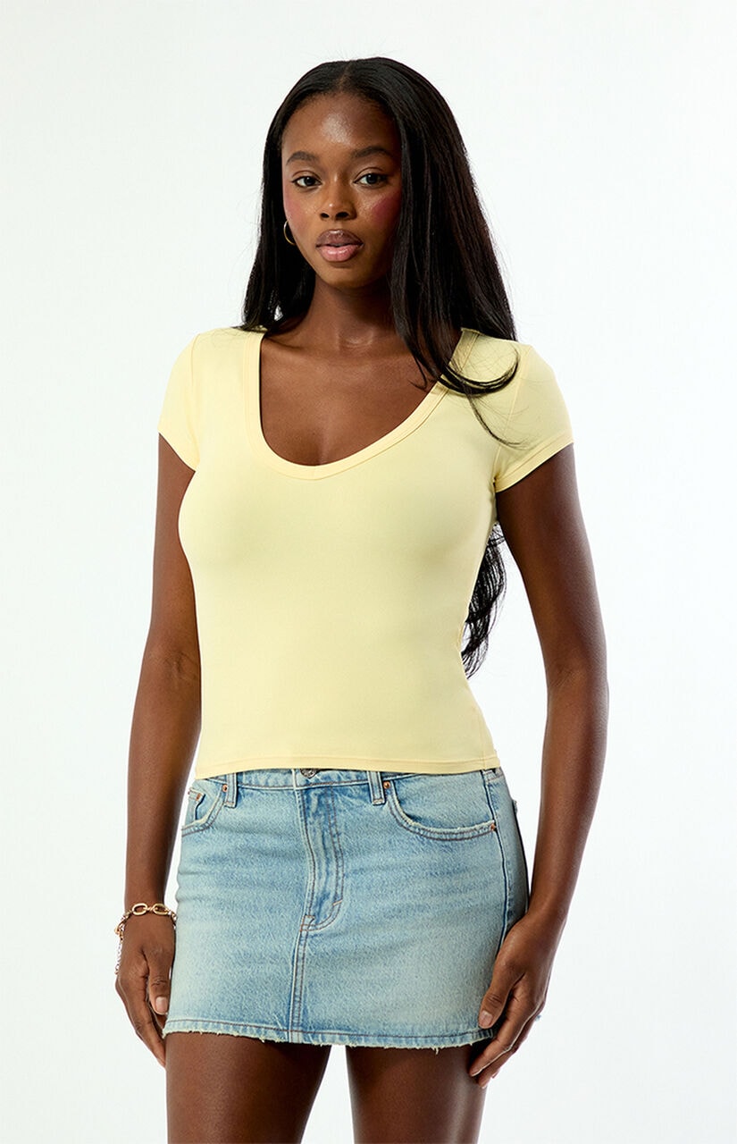 Lucy Deep V Short Sleeve Top