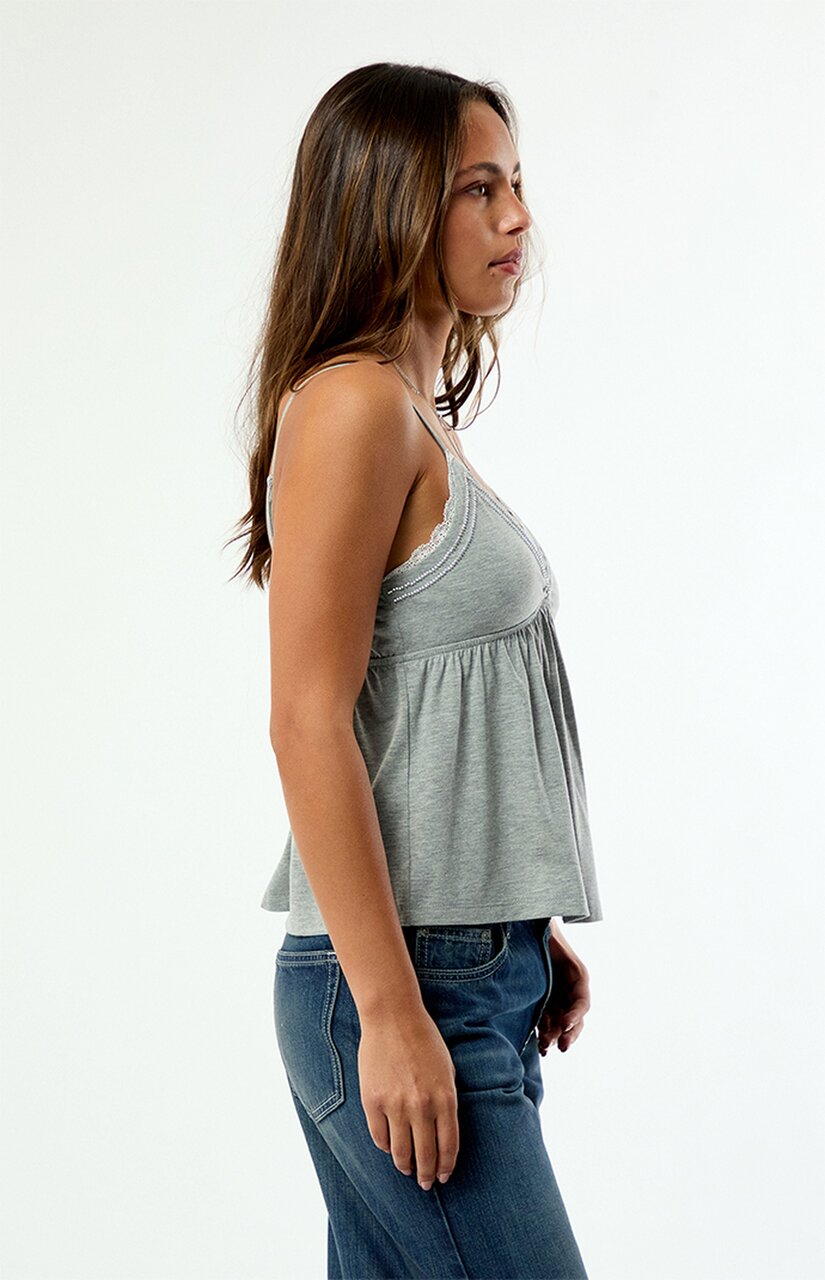 Elena Beaded V-Neck Babydoll Top