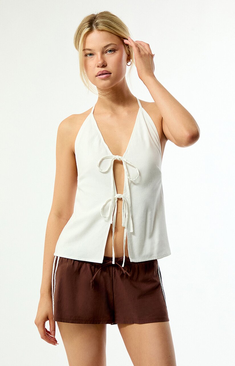 Rumi Linen Tie Front Halter Top