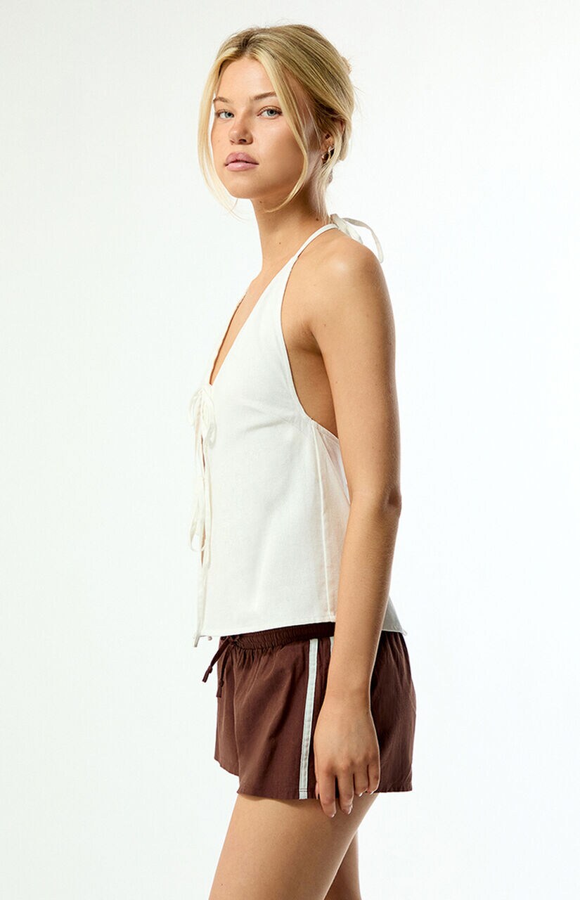 Rumi Linen Tie Front Halter Top