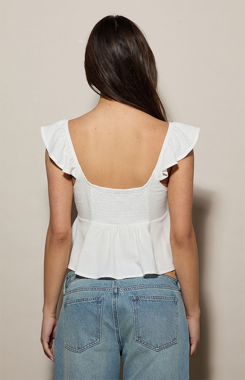 Keyhole Linen Babydoll Top
