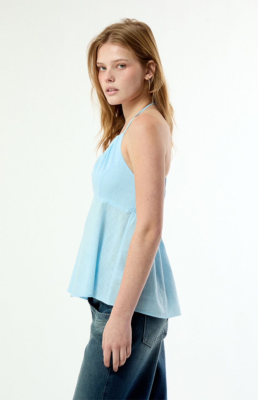 Madelyn Linen Halter Babydoll Top