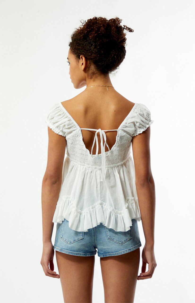 Ellie Lace Trim Button Front Top