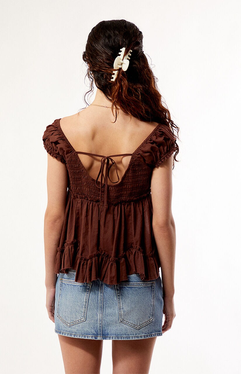 Ellie Lace Trim Button Front Top