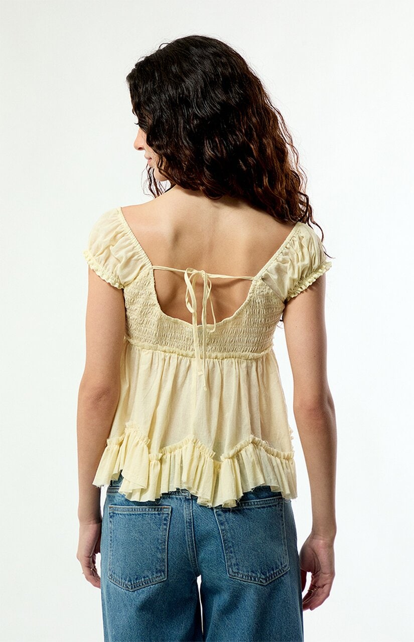 Ellie Lace Trim Button Front Top