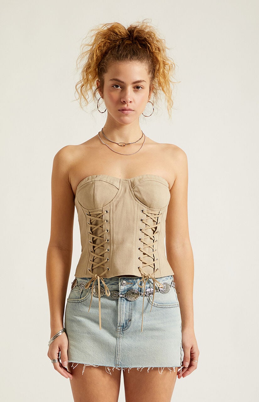 Knox Strapless Denim Lace-Up Corset