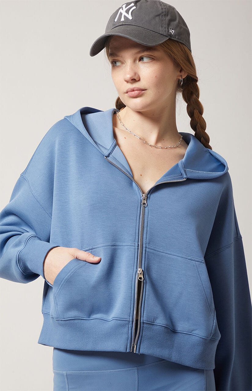 Active Sweat Alta Modal Cropped Zip Up Hoodie