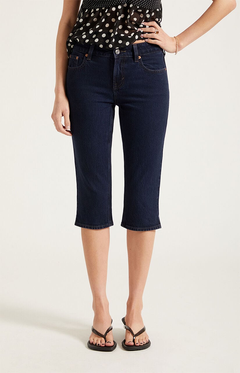 Capri Jean Shorts Stretch Dark Blue