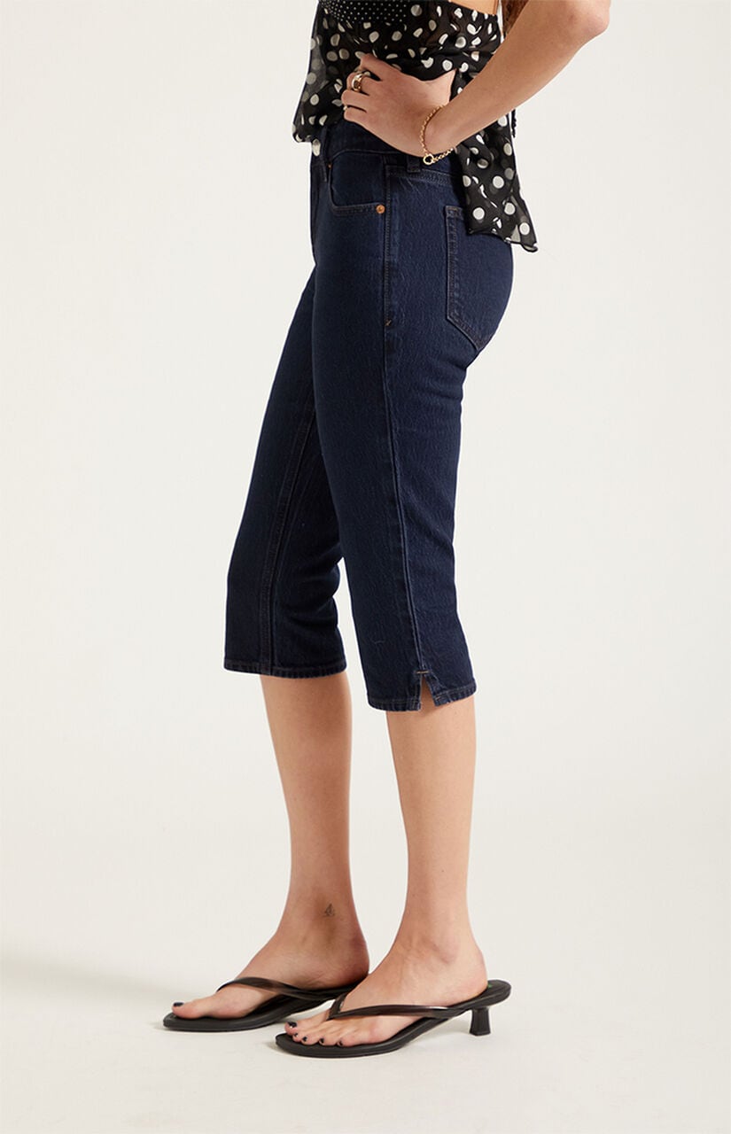 Capri Jean Shorts Stretch Dark Blue