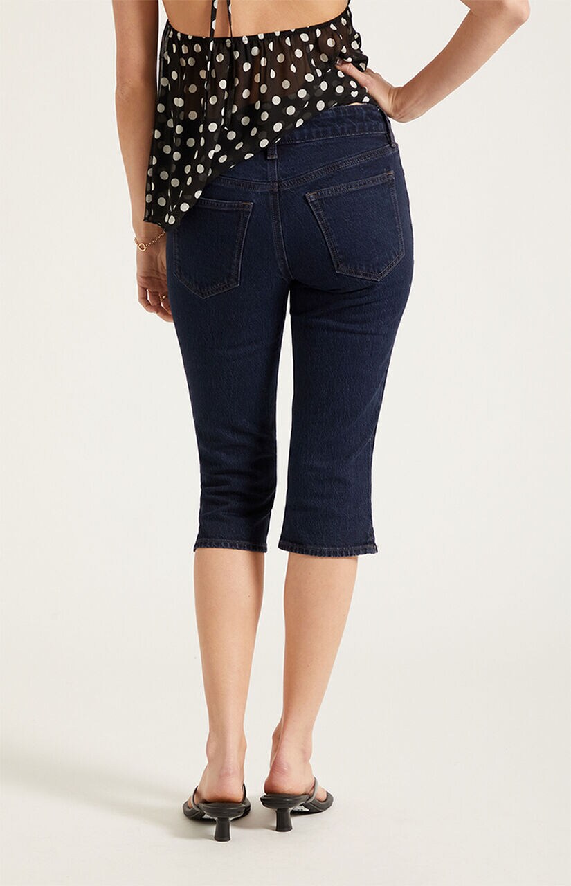 Capri Jean Shorts Stretch Dark Blue