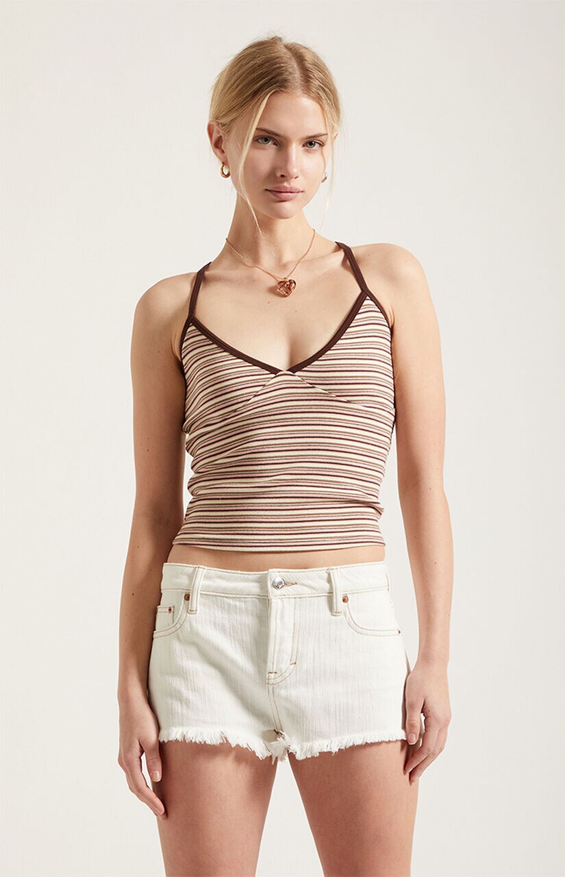 Jamie Low Rise Jean Micro Shorts Frayed Contrast White
