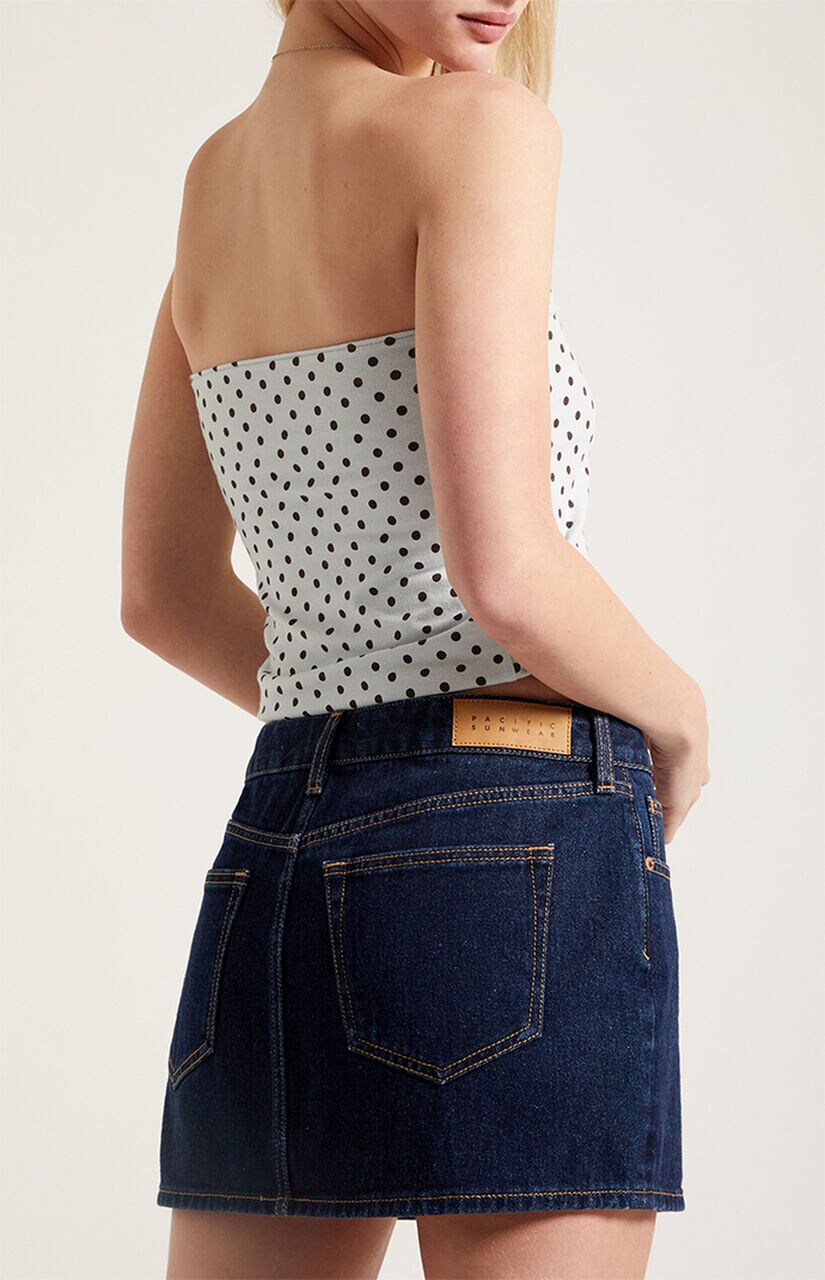 Bella Dark Blue Mid Rise Jean Mini Skirt