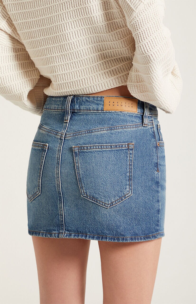 Bella Stretch Dark Indigo Mid Rise Jean Mini Skirt