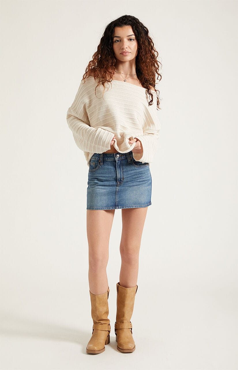Bella Stretch Dark Indigo Mid Rise Jean Mini Skirt