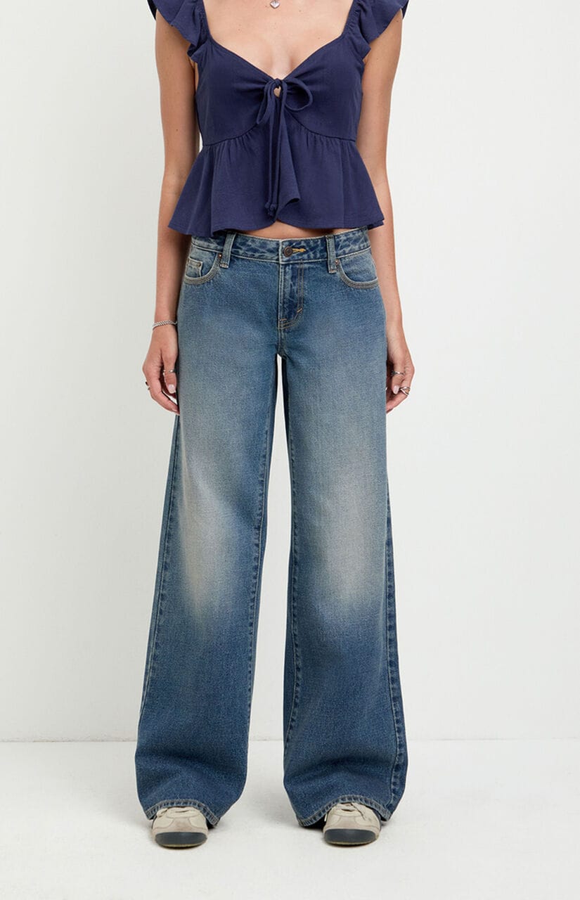 Casey Low Rise Baggy Jeans Dark Blue Washed