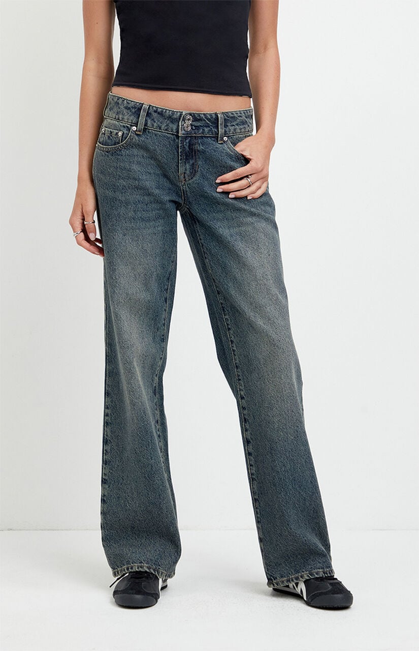 Zoe Low Rise Girlfriend Jeans Dark Blue