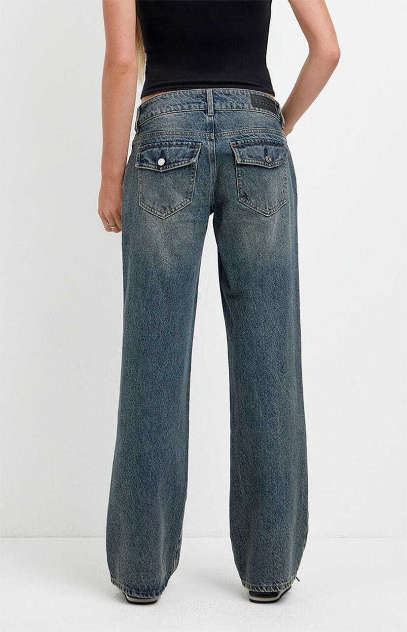 Zoe Low Rise Girlfriend Jeans Dark Blue