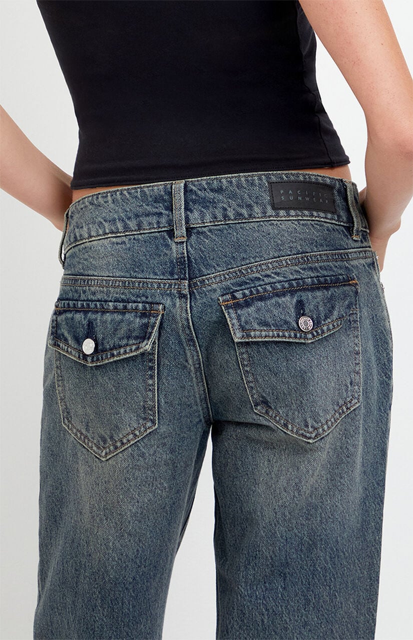 Zoe Low Rise Girlfriend Jeans Dark Blue