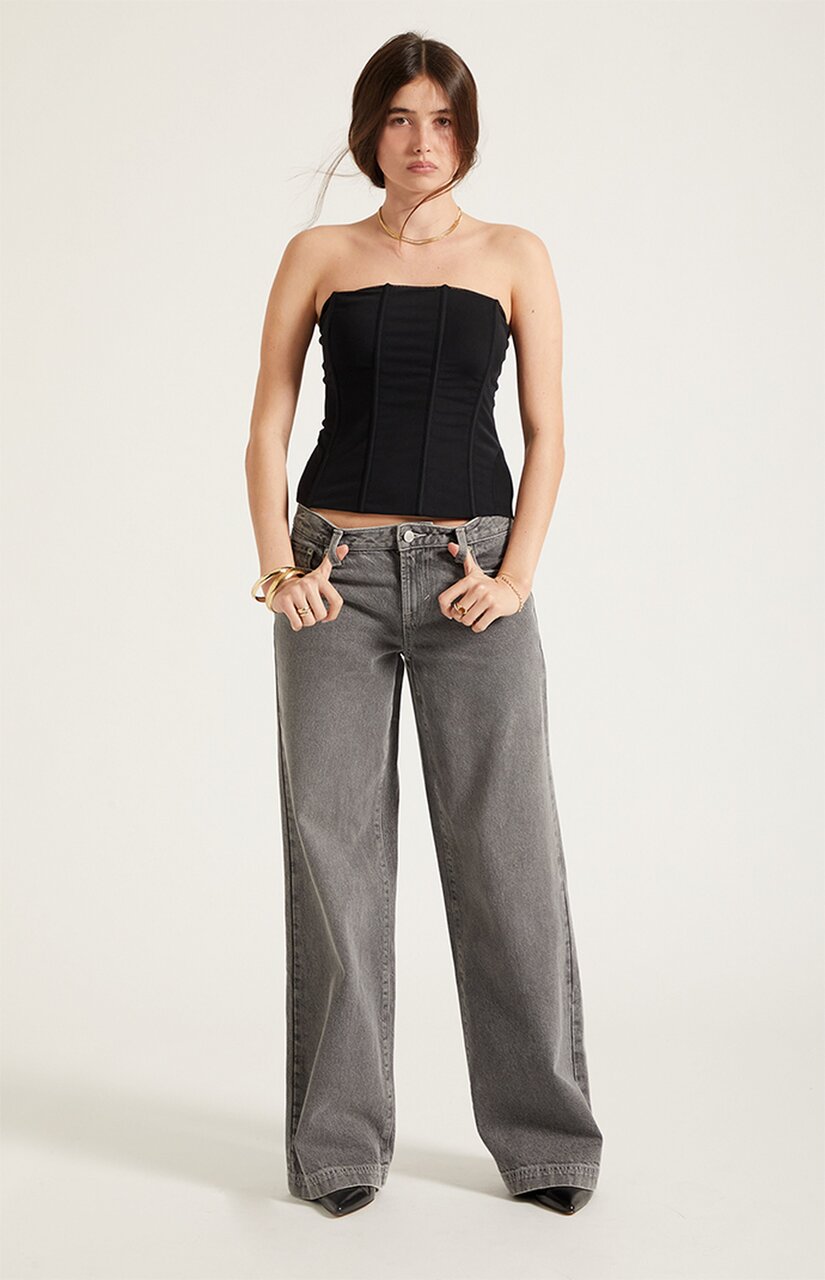 Casey Low Rise Baggy Jeans Gray