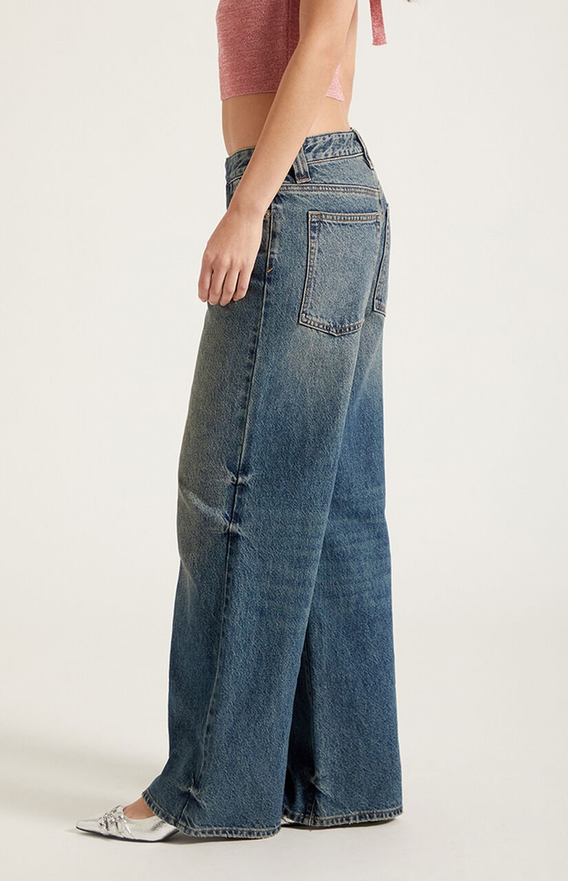 Casey Low Rise Baggy Jeans Belt Tab Dark Blue